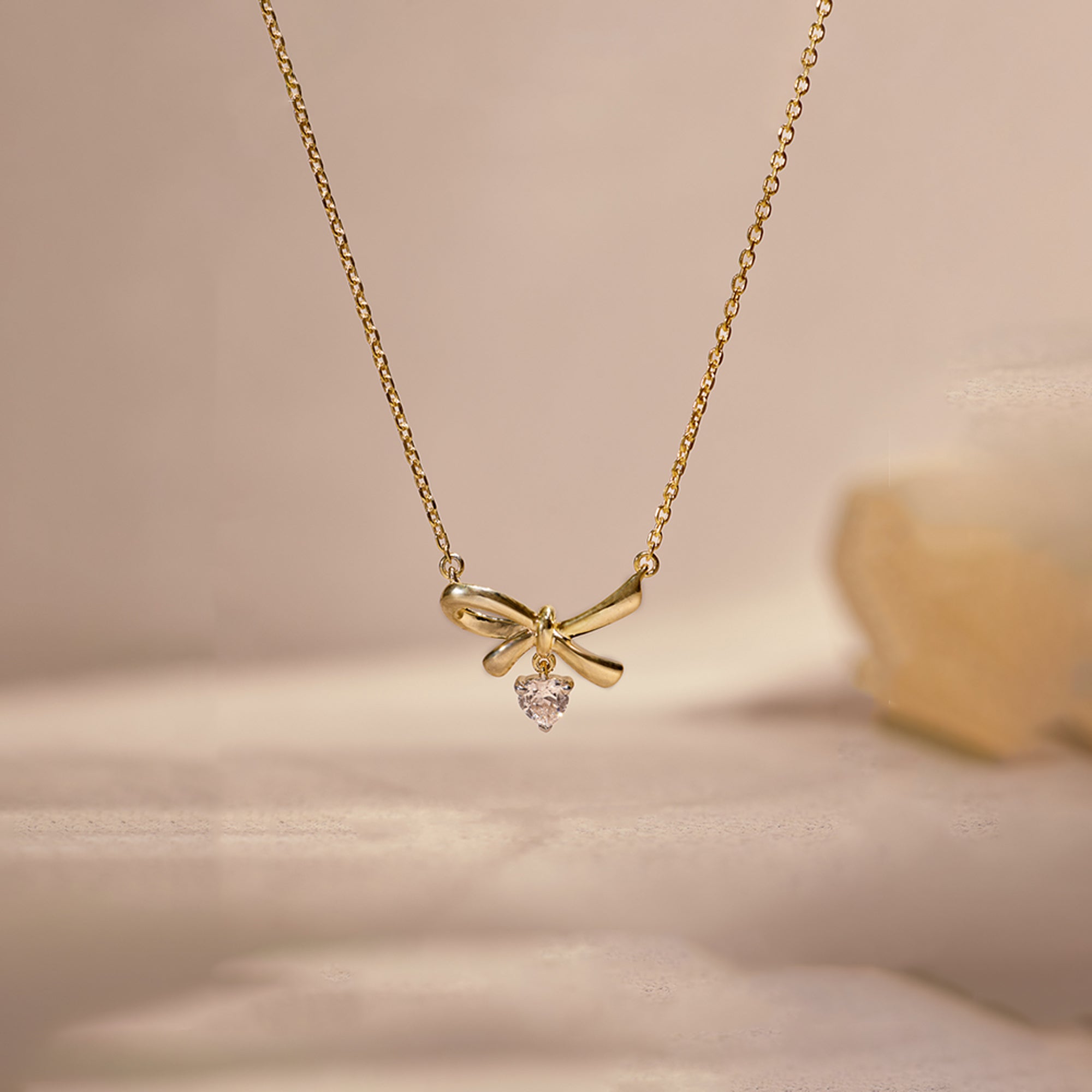 Sweet Bow Diamond Pendant Necklace