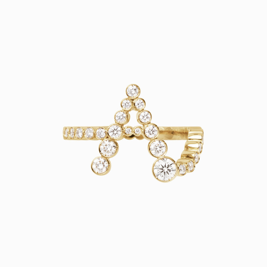The A Initial Ring - Diamond Bezel Letter Ring