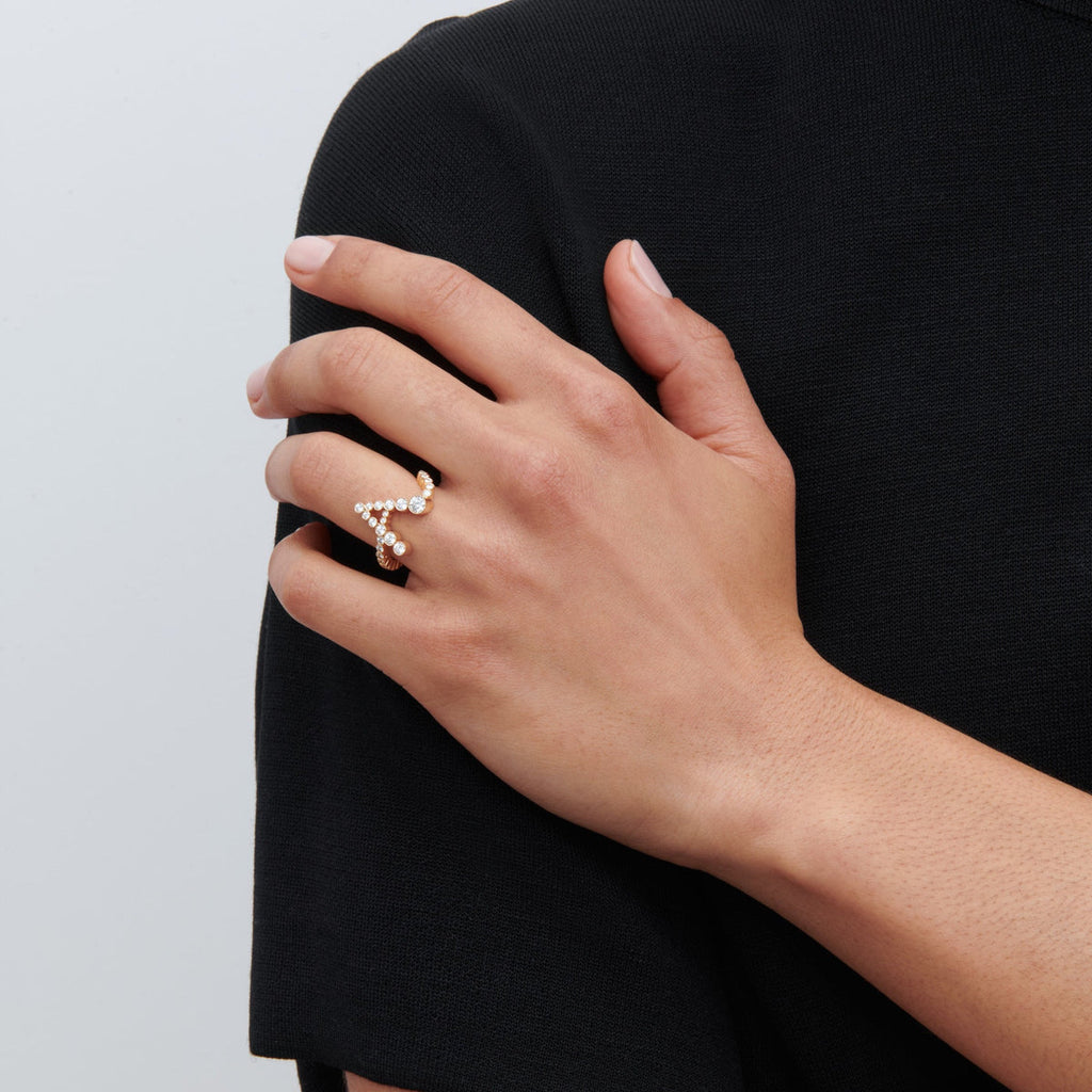 The A Initial Ring - Diamond Bezel Letter Ring