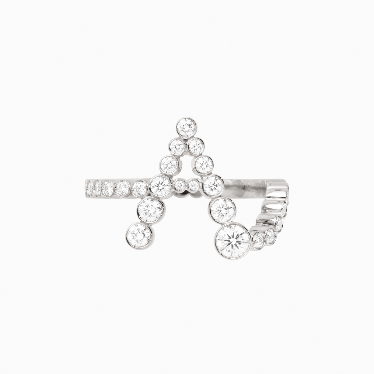 The A Initial Ring - Diamond Bezel Letter Ring