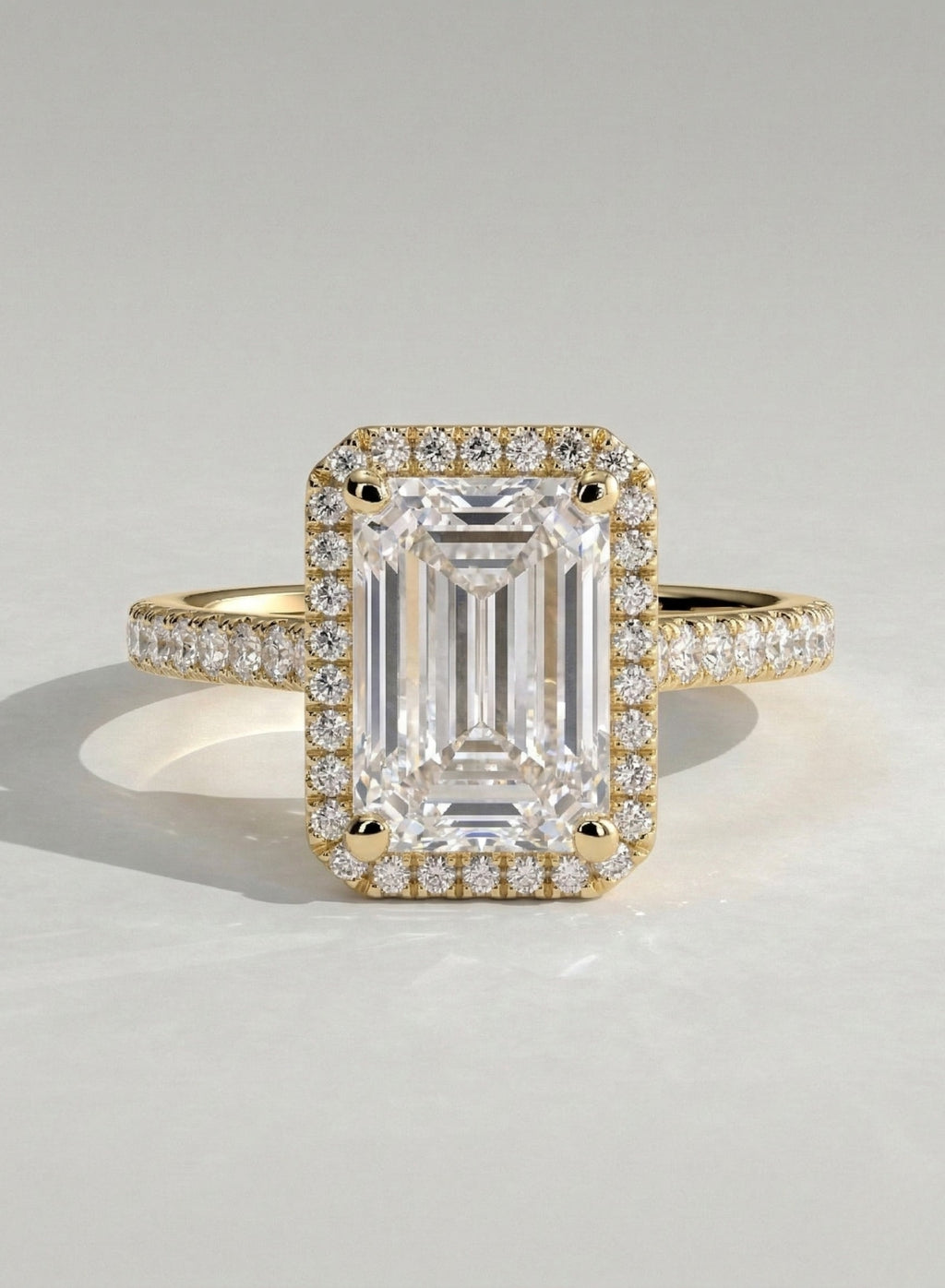 The Alessa Ring - Emerald Halo Pave Diamond Ring