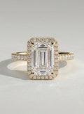 The Alessa Ring - Emerald Halo Pave Diamond Ring