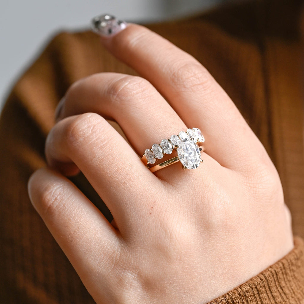 The Alina Bridal Set - Oval Diamond Ring with Curved Wedding Band