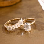 The Alina Bridal Set - Oval Diamond Ring with Curved Wedding Band