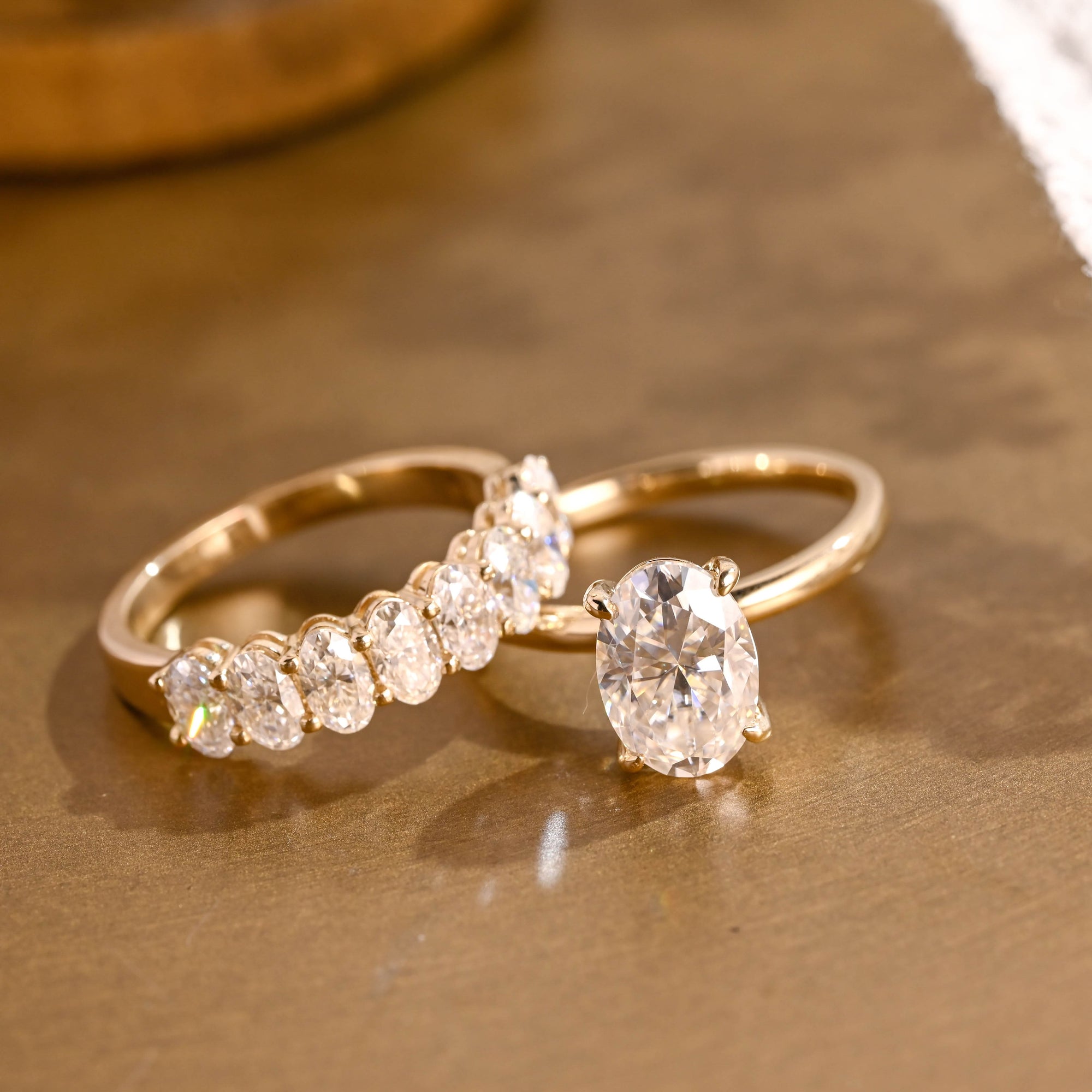 The Alina Bridal Set - Oval Diamond Ring with Curved Wedding Band