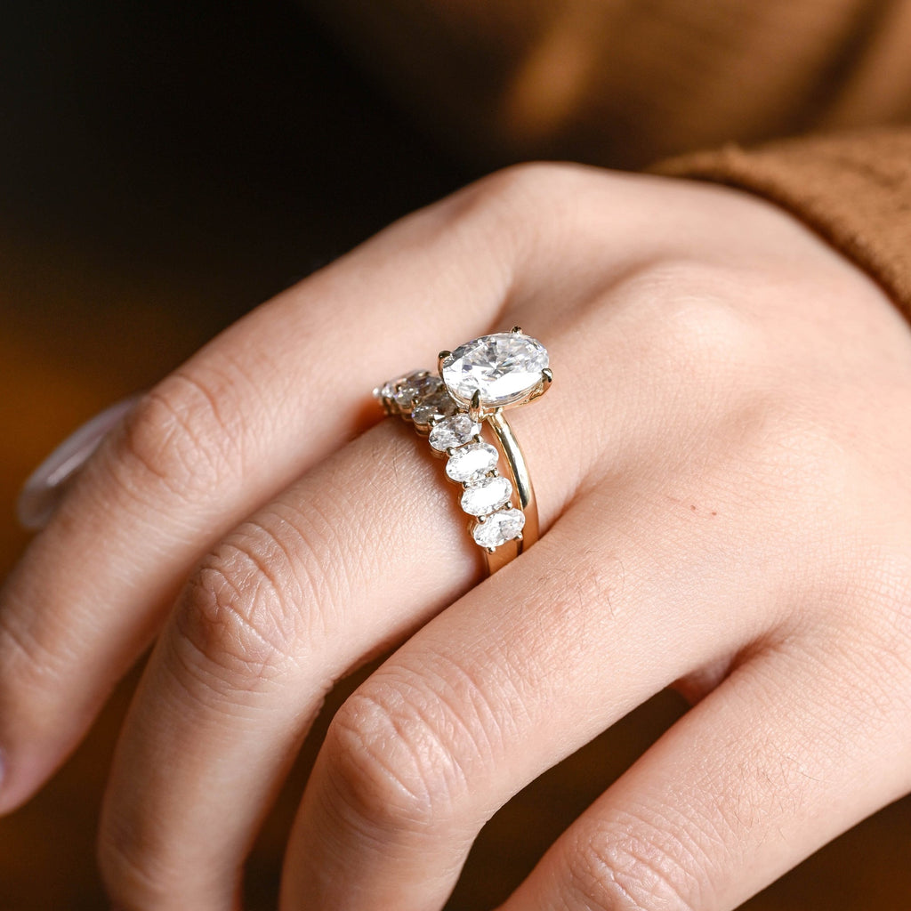 The Alina Bridal Set - Oval Diamond Ring with Curved Wedding Band