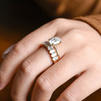 The Alina Bridal Set - Oval Diamond Ring with Curved Wedding Band