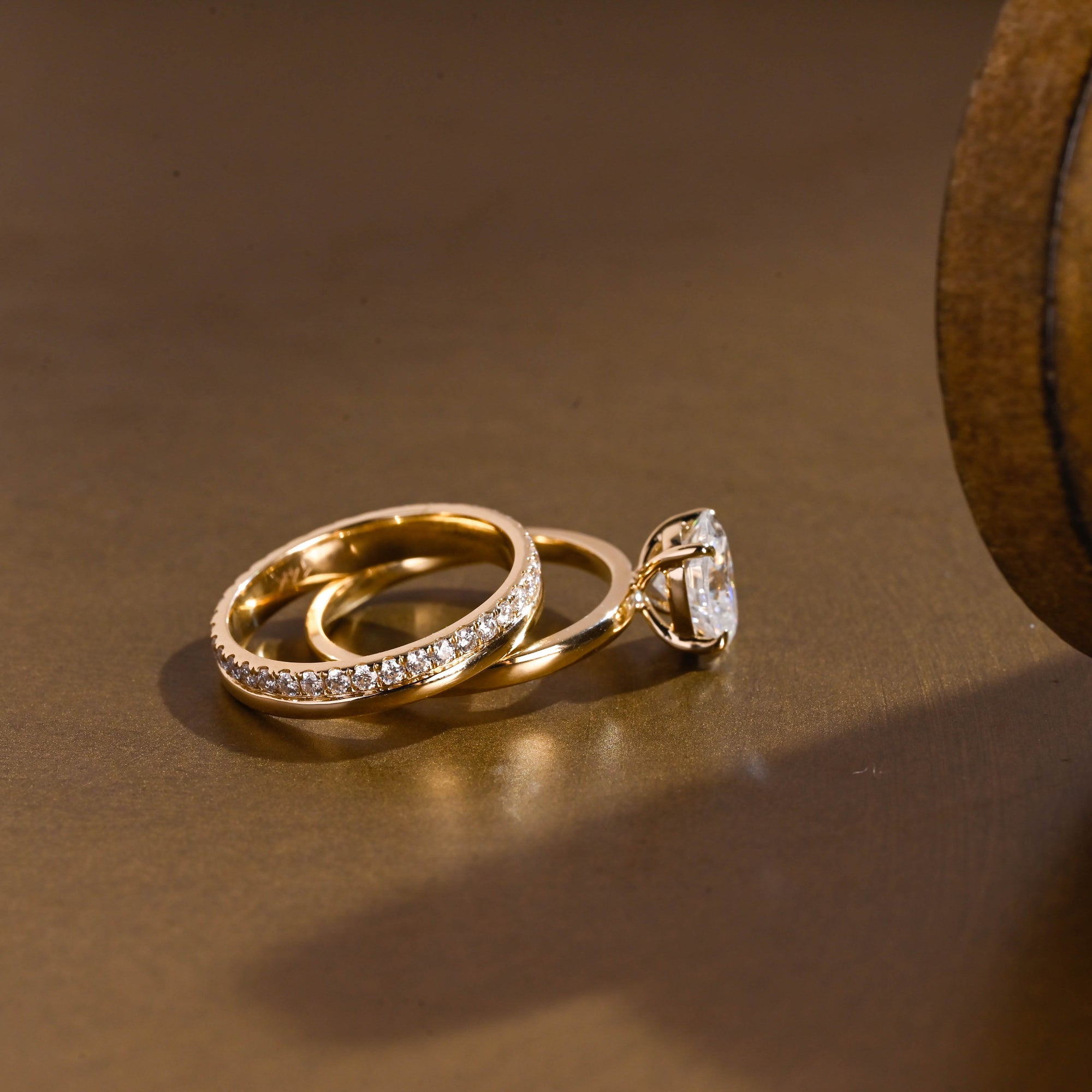 The Amara Bridal Set - Round Solitaire Bridal Ring Set