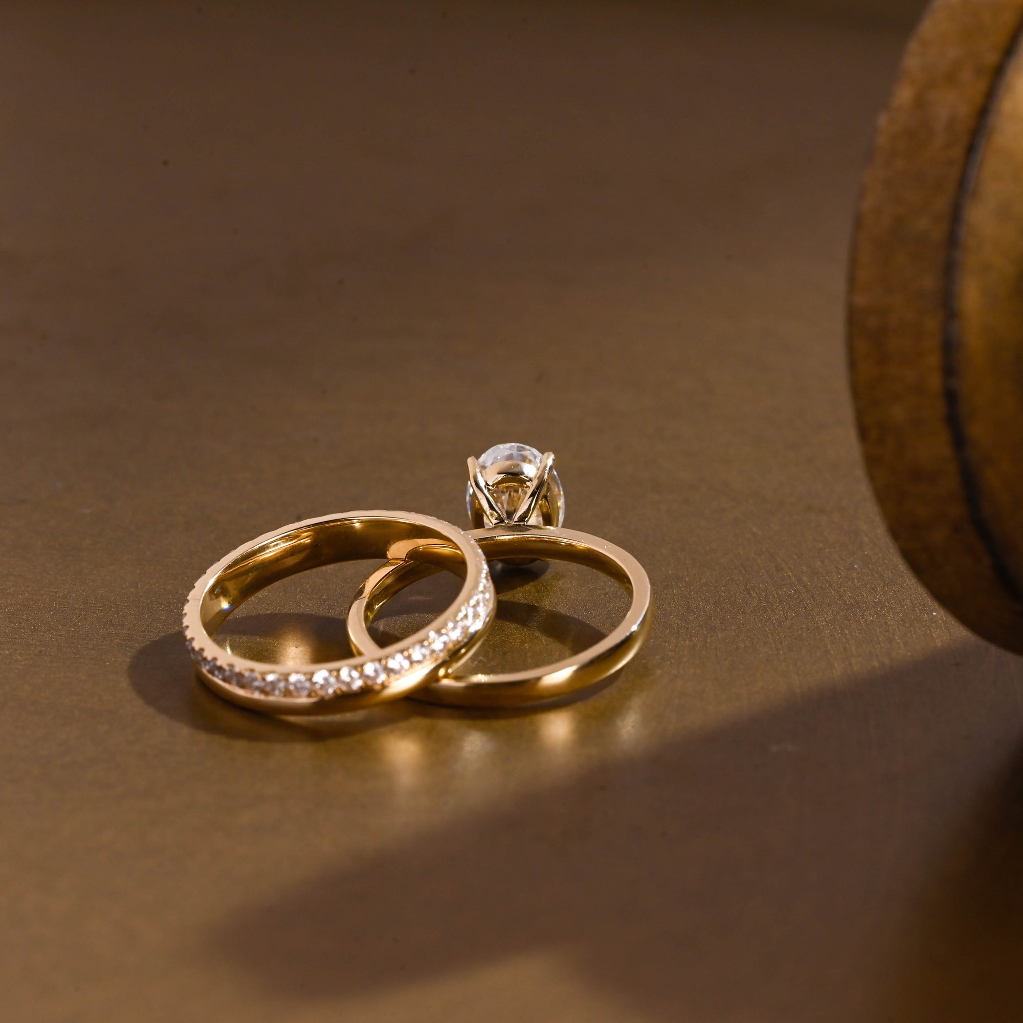 The Amara Bridal Set - Round Solitaire Bridal Ring Set