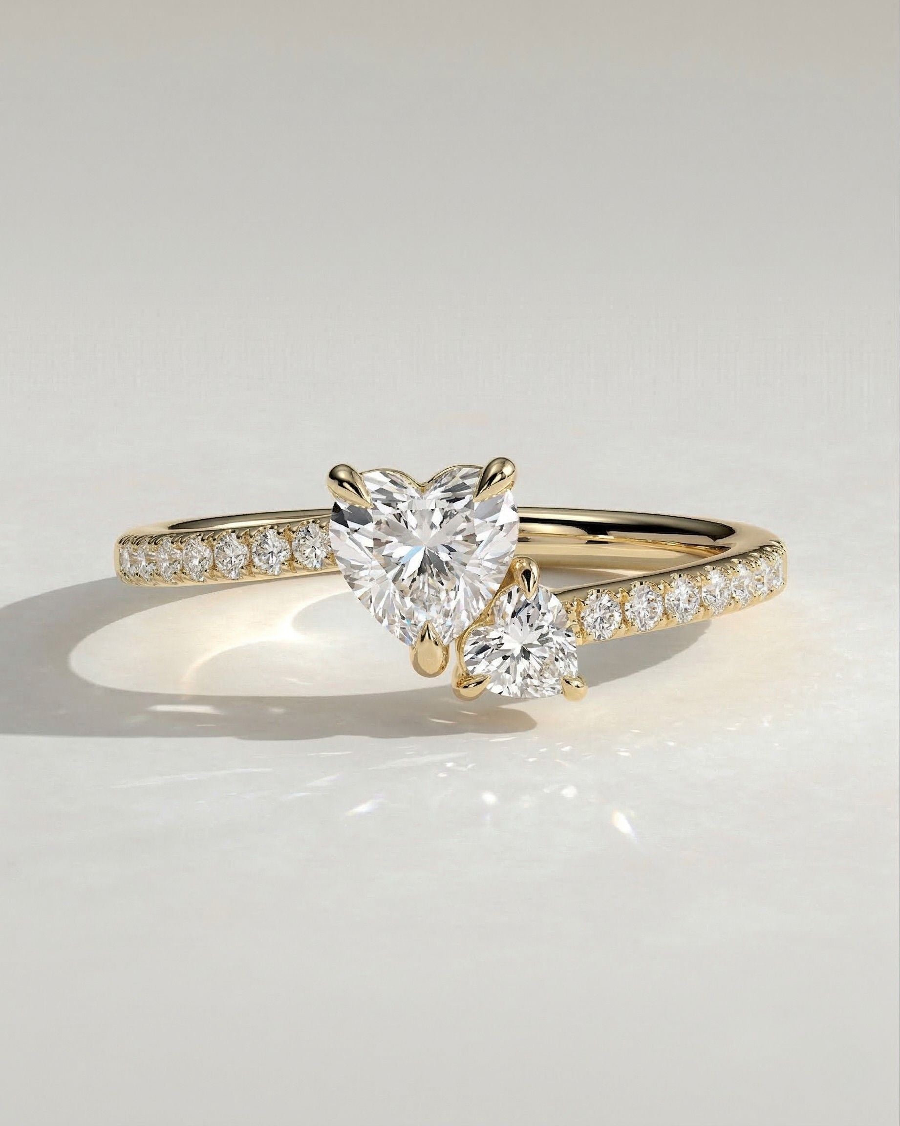 The Amorelle Ring - Heart Diamond Toi et Moi Ring