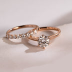 The Aria Bridal Set - Round Solitaire Ring with Curved Diamond Band