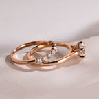 The Aria Bridal Set - Round Solitaire Ring with Curved Diamond Band