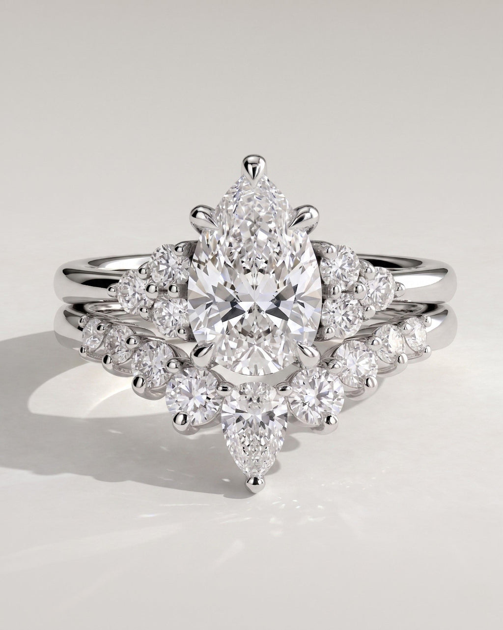 The Arielle Bridal Set - Pear Diamond Ring with Matching Wedding Band