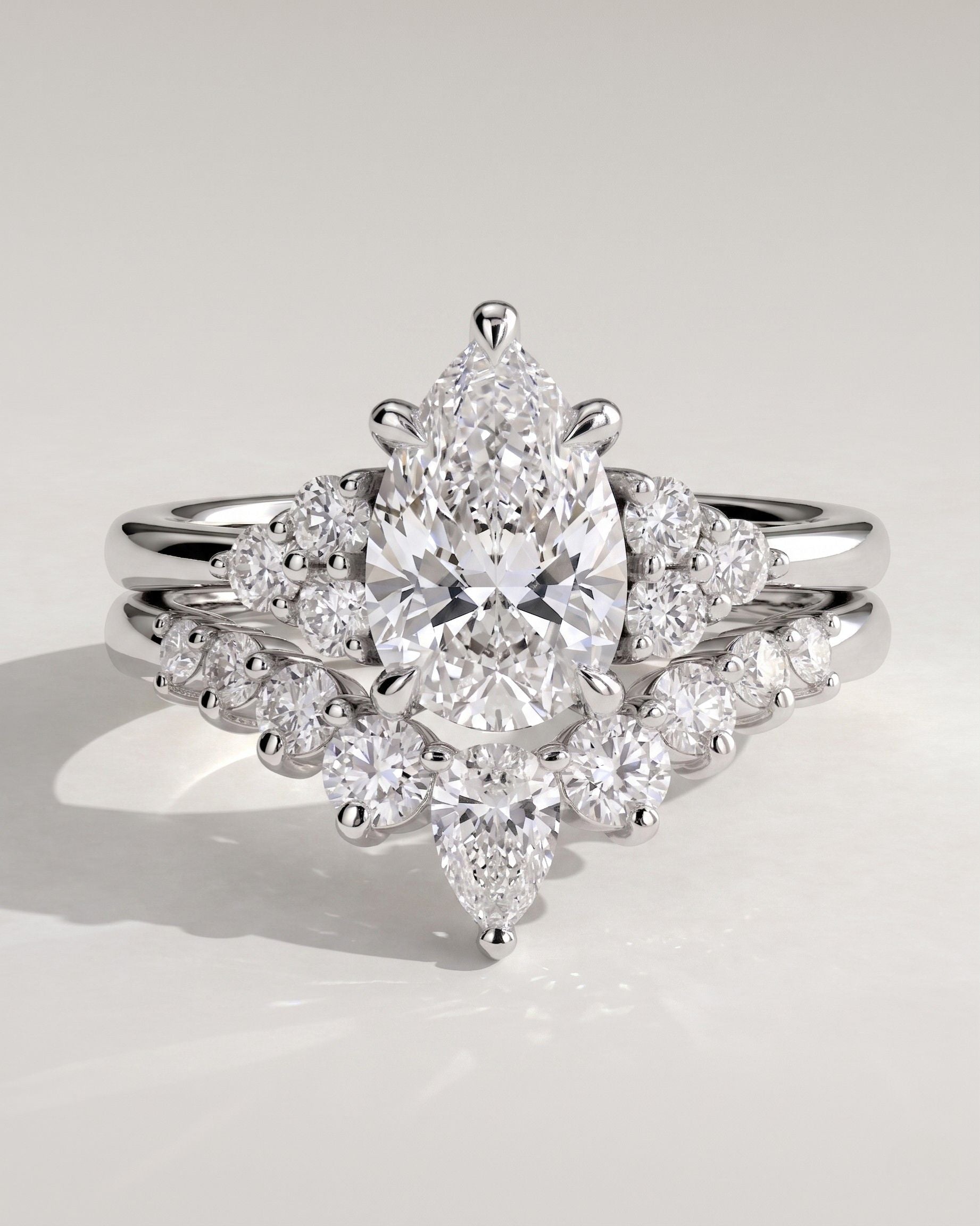 The Arielle Bridal Set - Pear Diamond Ring with Matching Wedding Band