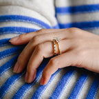 The Astoria Bridal Set - Emerald Cut Three Stone Ring with Baguette Band