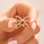 The Astrael Ring - Pavé Crossover Statement Ring