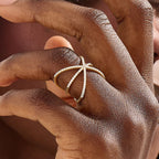 The Astrael Ring - Pavé Crossover Statement Ring