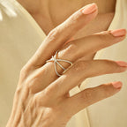 The Astrael Ring - Pavé Crossover Statement Ring
