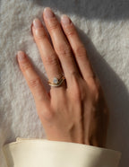 The Aurelia Bridal Set - Pear Diamond Ring with Curved Contour Band