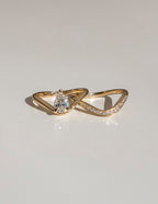 The Aurelia Bridal Set - Pear Diamond Ring with Curved Contour Band