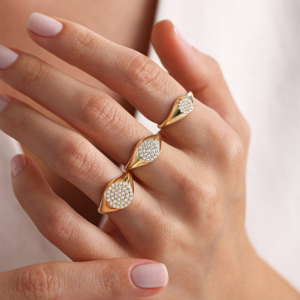The Aurelion Ring - Pavé Diamond Signet Ring