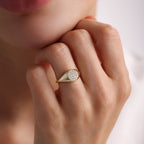 The Aurelion Ring - Pavé Diamond Signet Ring