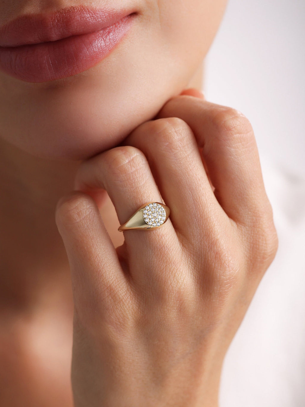 The Aurelion Ring - Pavé Diamond Signet Ring