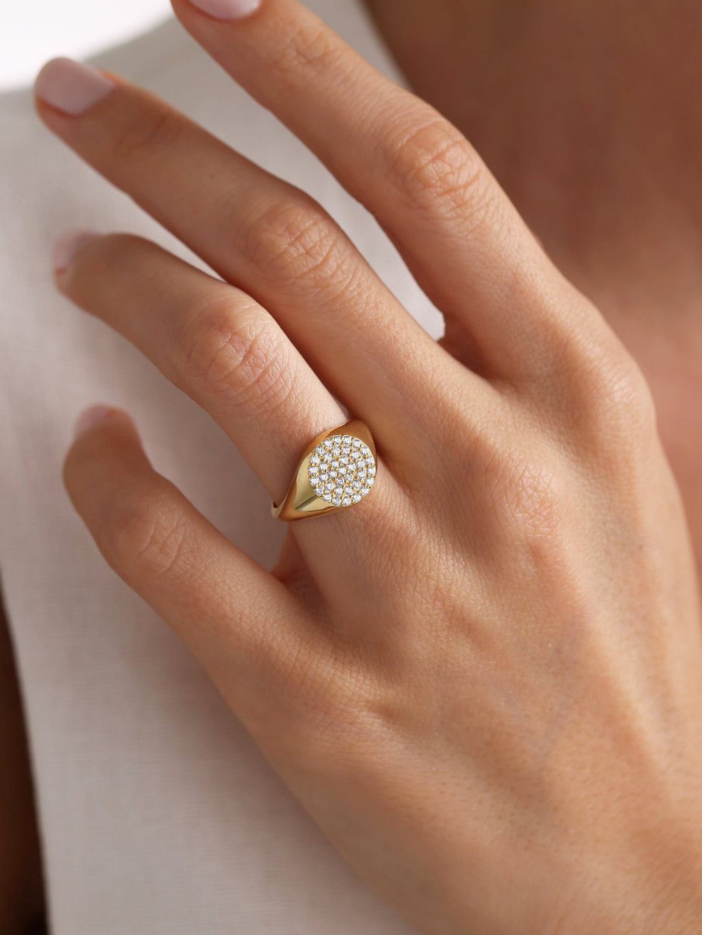 The Aurelion Ring - Pavé Diamond Signet Ring
