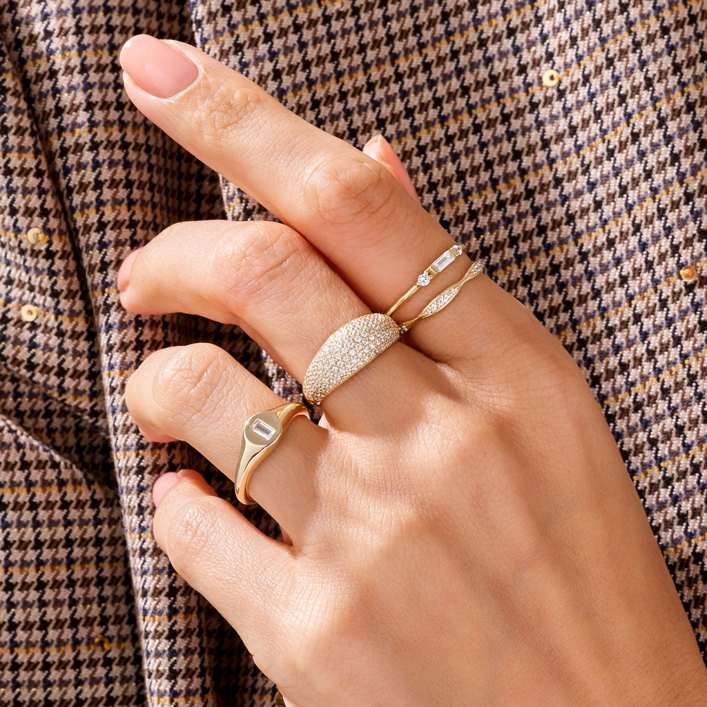The Aurexa Ring - Pavé Diamond Dome Ring