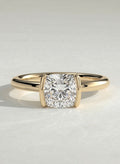 The Blair Ring – Cushion Cut Half Bezel Solitaire Engagement Ring