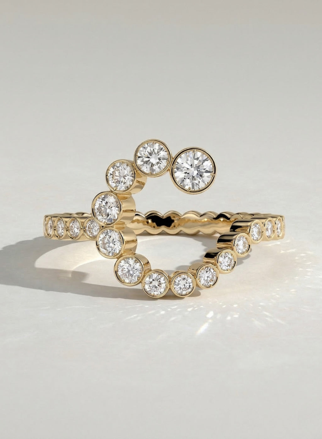The C Initial Ring - Diamond Bezel Letter Ring