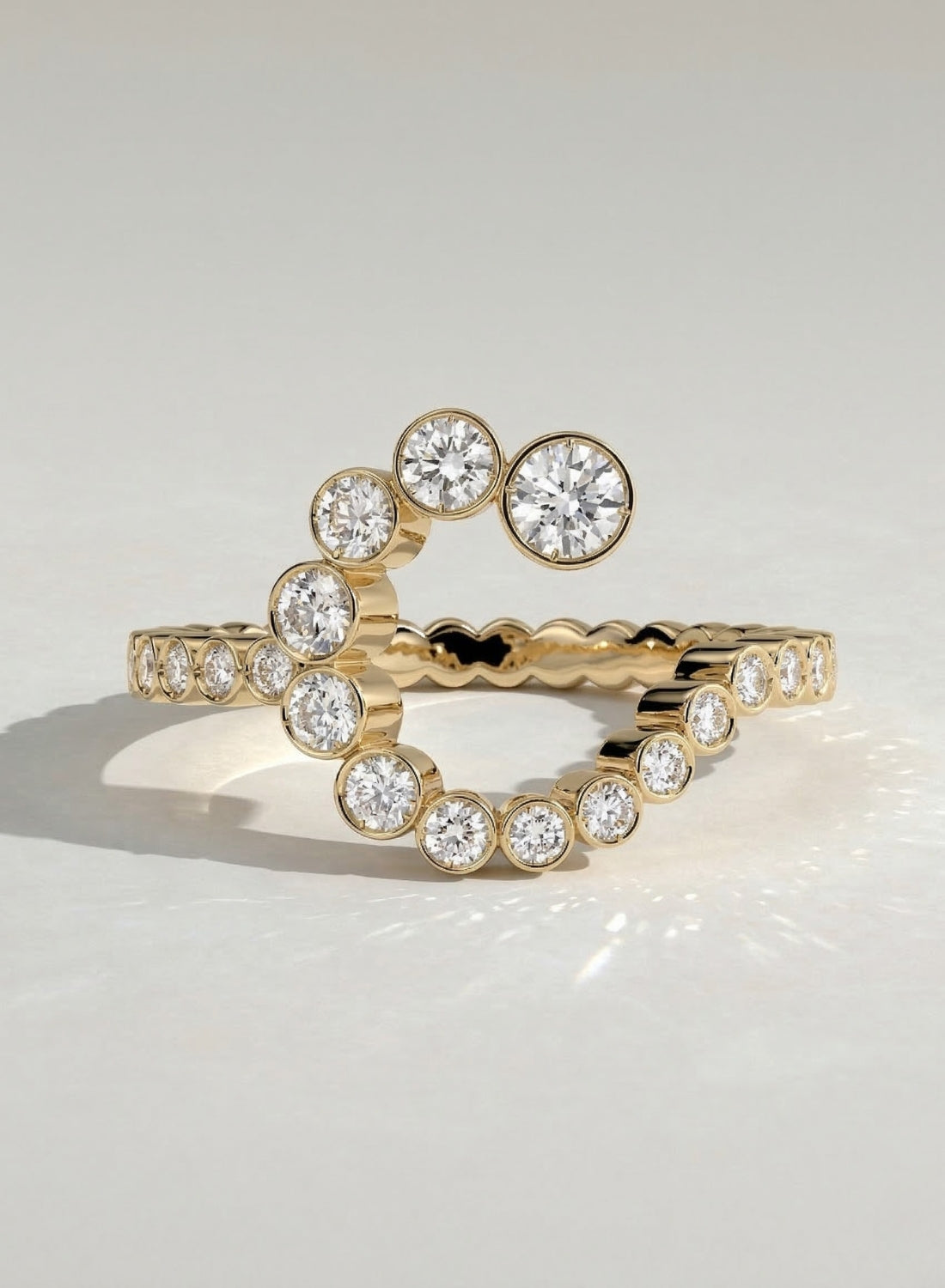 The C Initial Ring - Diamond Bezel Letter Ring