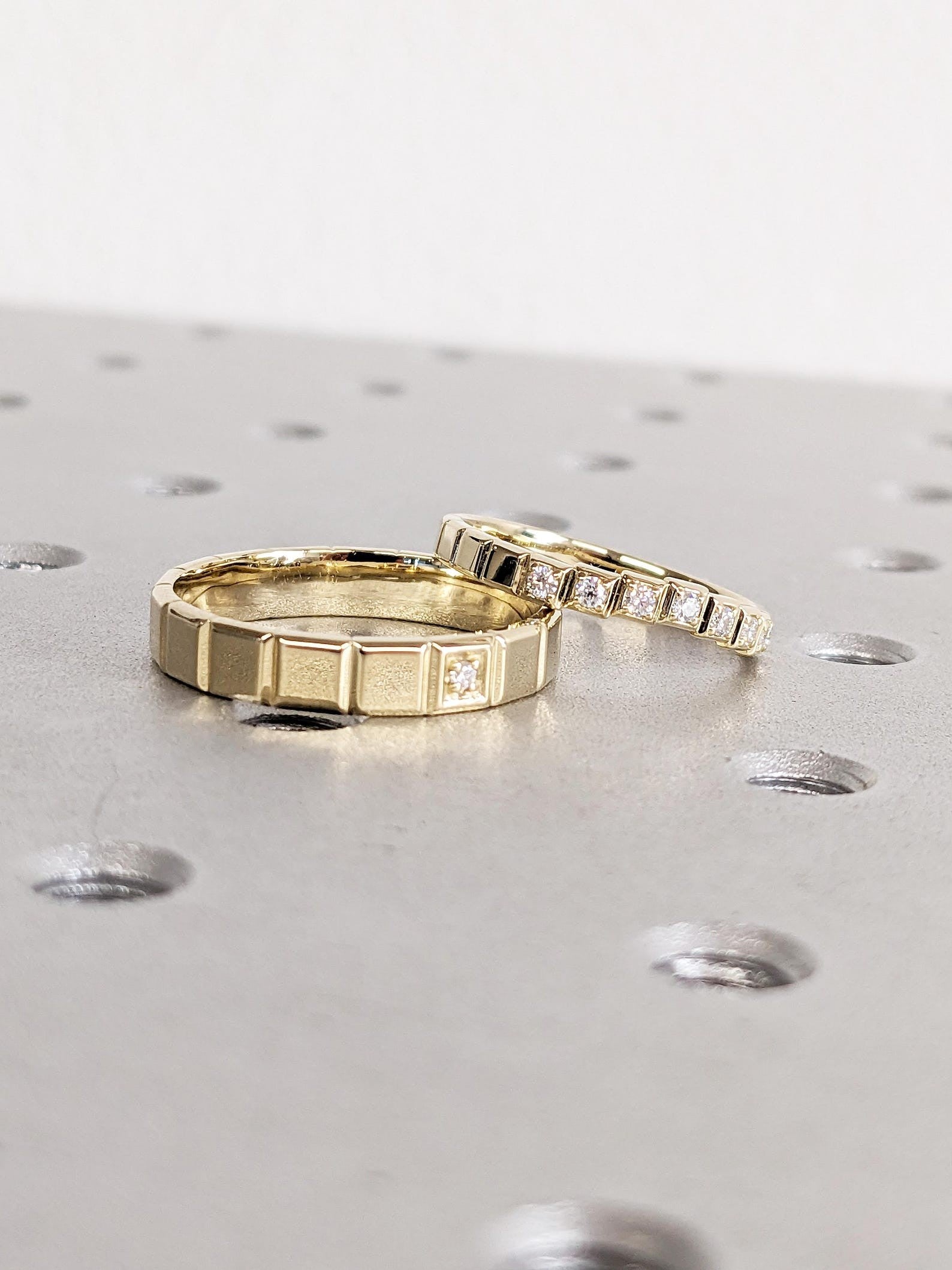 The Calène Band - Geometric Couple Matching Set in Silver