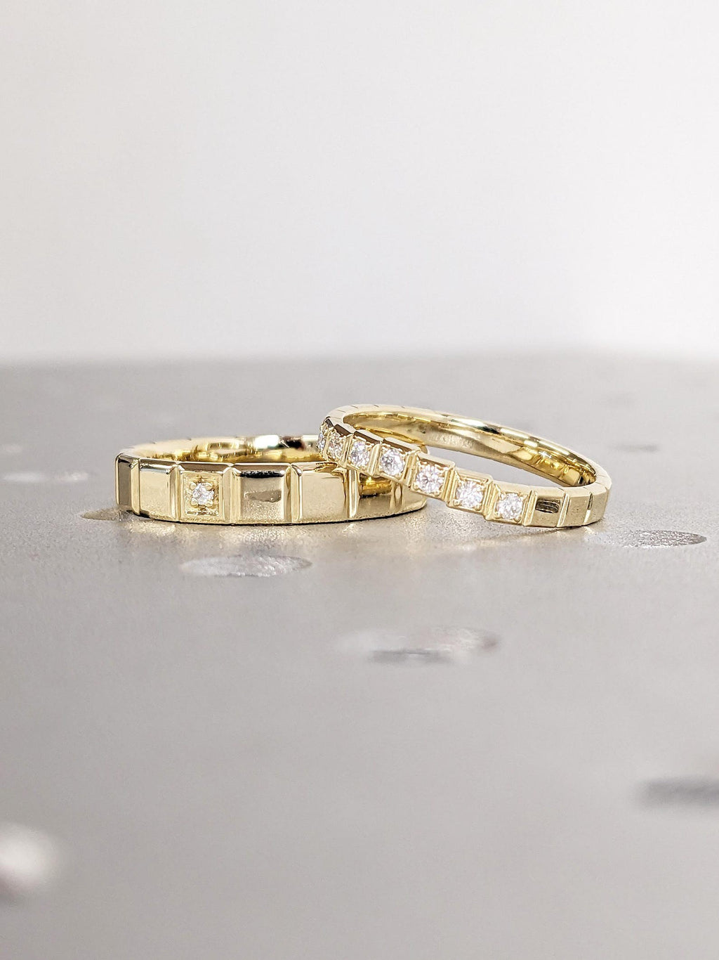The Calène Band - Geometric Couple Matching Set in Silver