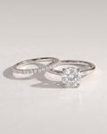 The Clara Bridal Set - Round Solitaire Ring with Pavé Wedding Band