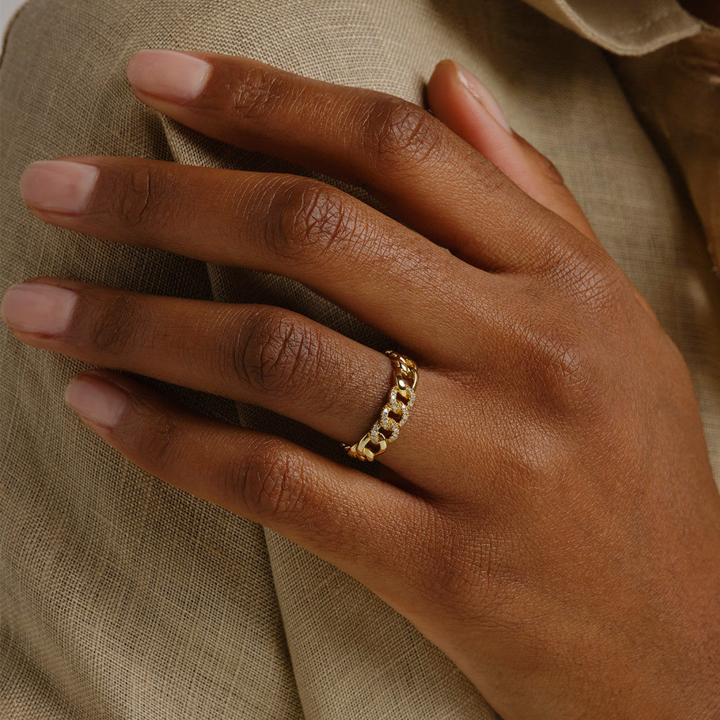 The Cleo Band - Polished Gold Chain Ring