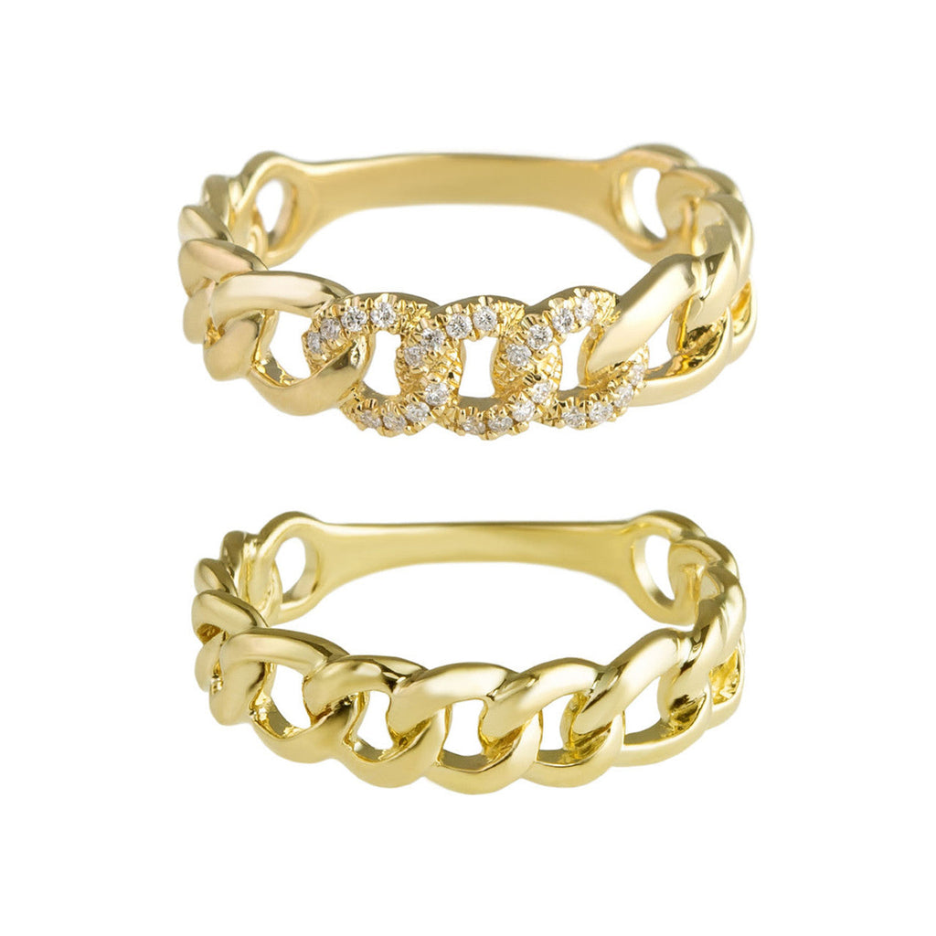 The Cleo Band - Polished Gold Chain Ring