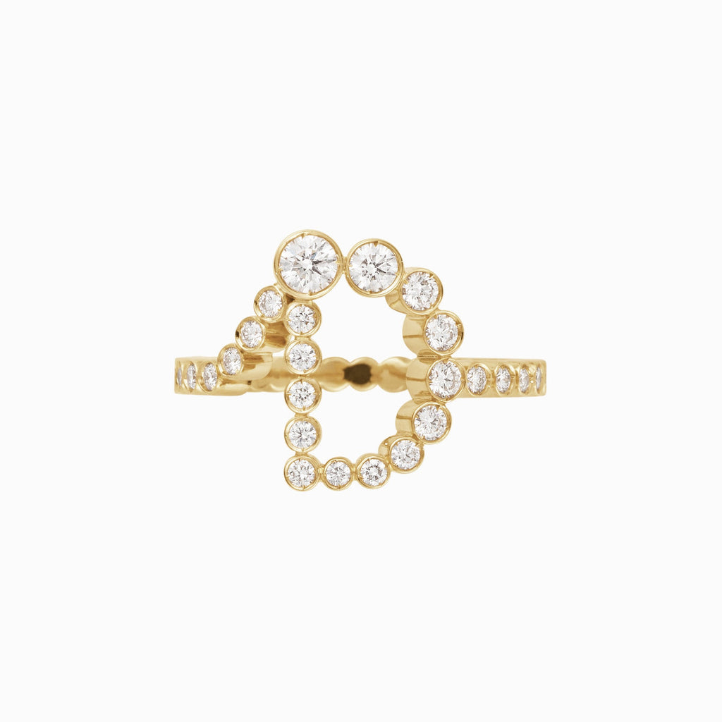 The D Initial Ring - Diamond Bezel Letter Ring