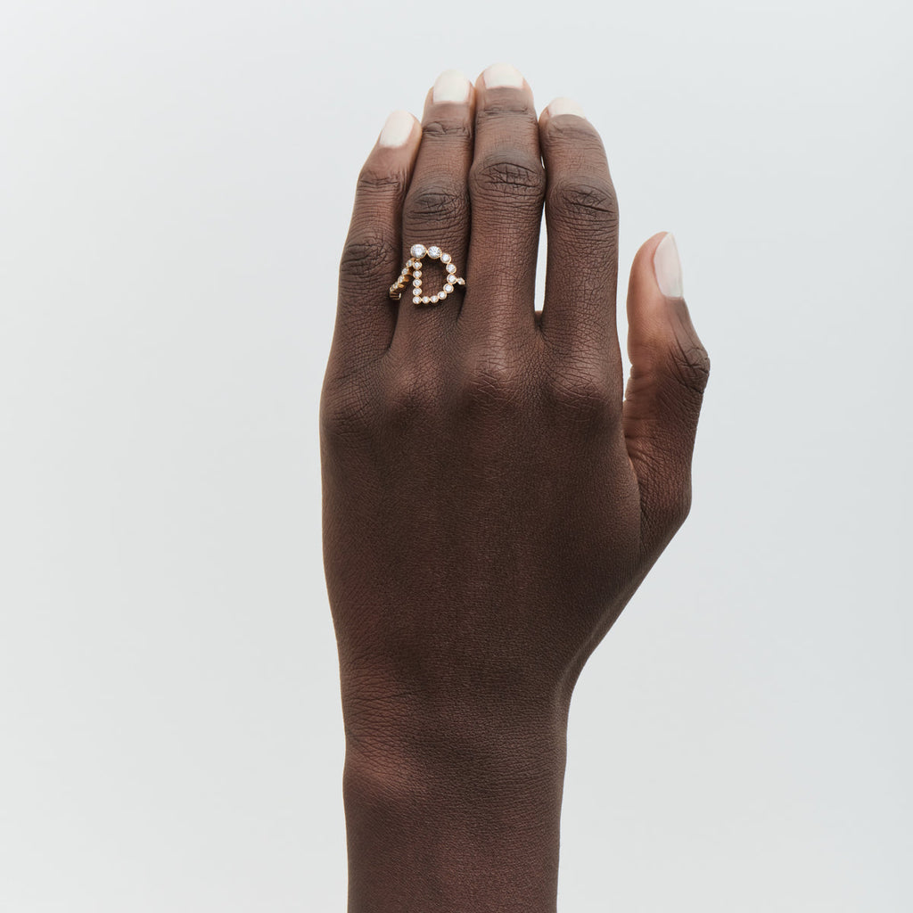 The D Initial Ring - Diamond Bezel Letter Ring