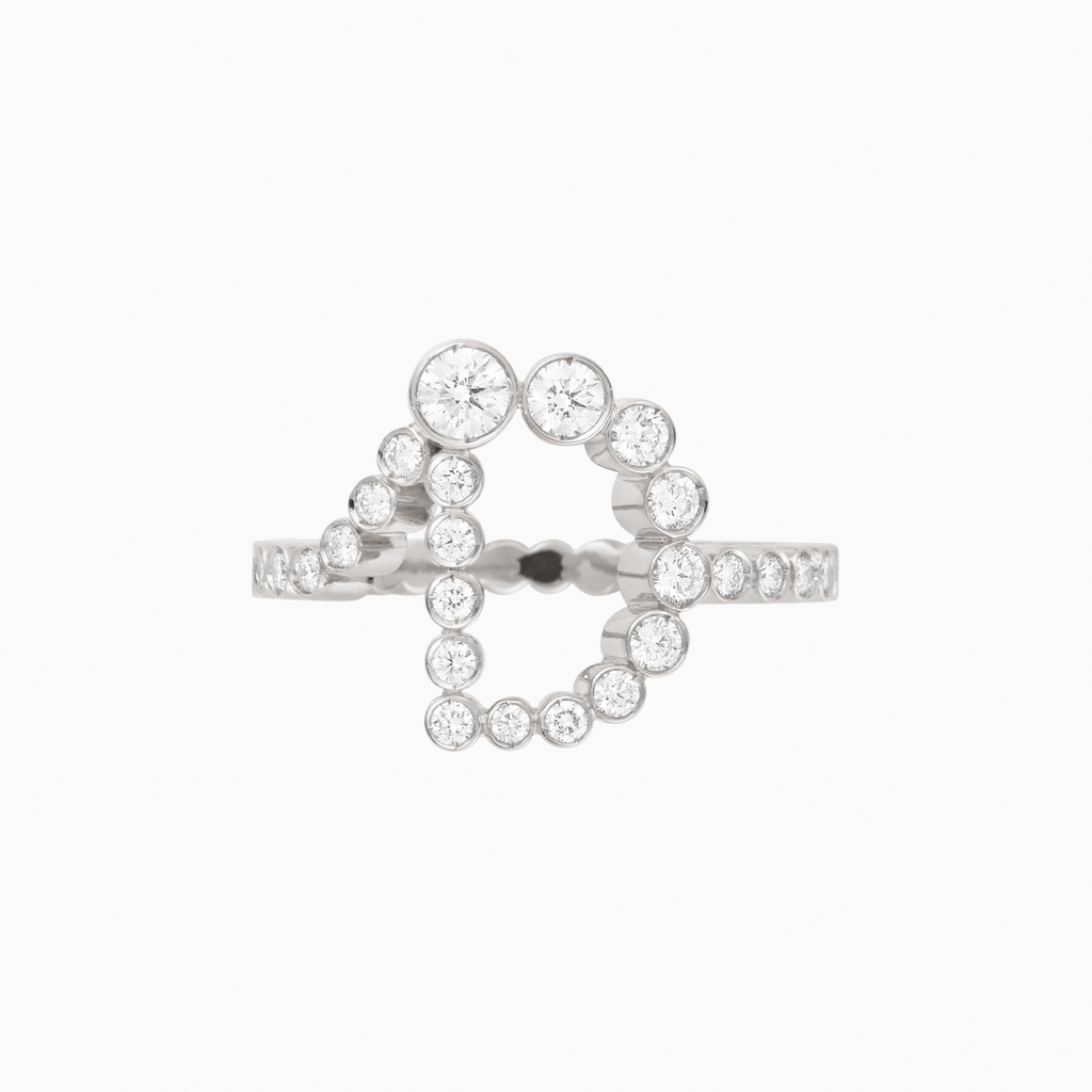 The D Initial Ring - Diamond Bezel Letter Ring