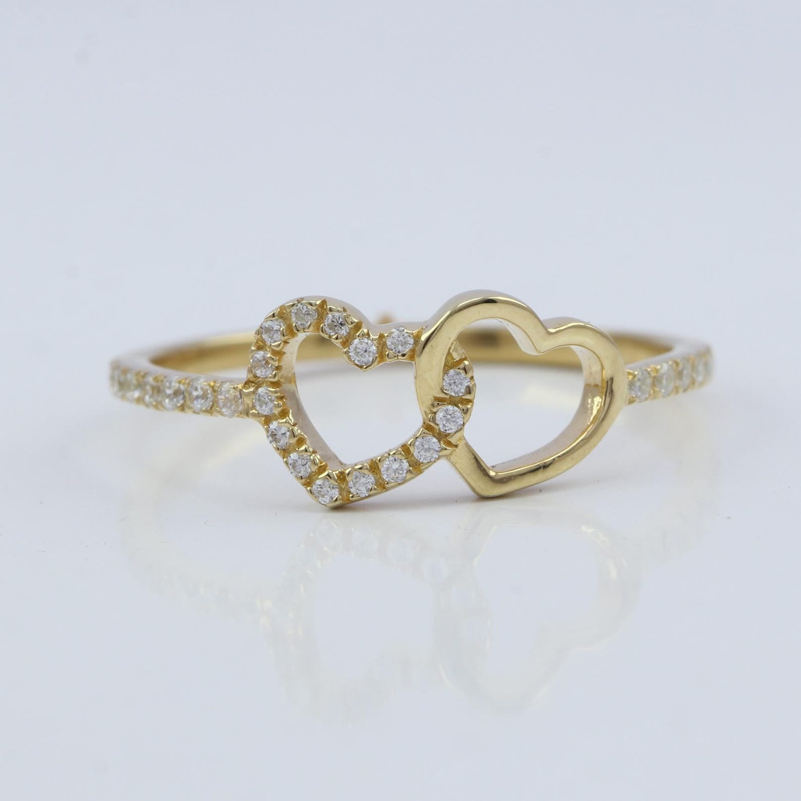 The Duora Ring - Interlocking Heart Diamond Ring