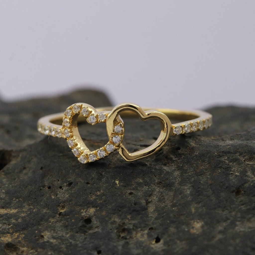 The Duora Ring - Interlocking Heart Diamond Ring