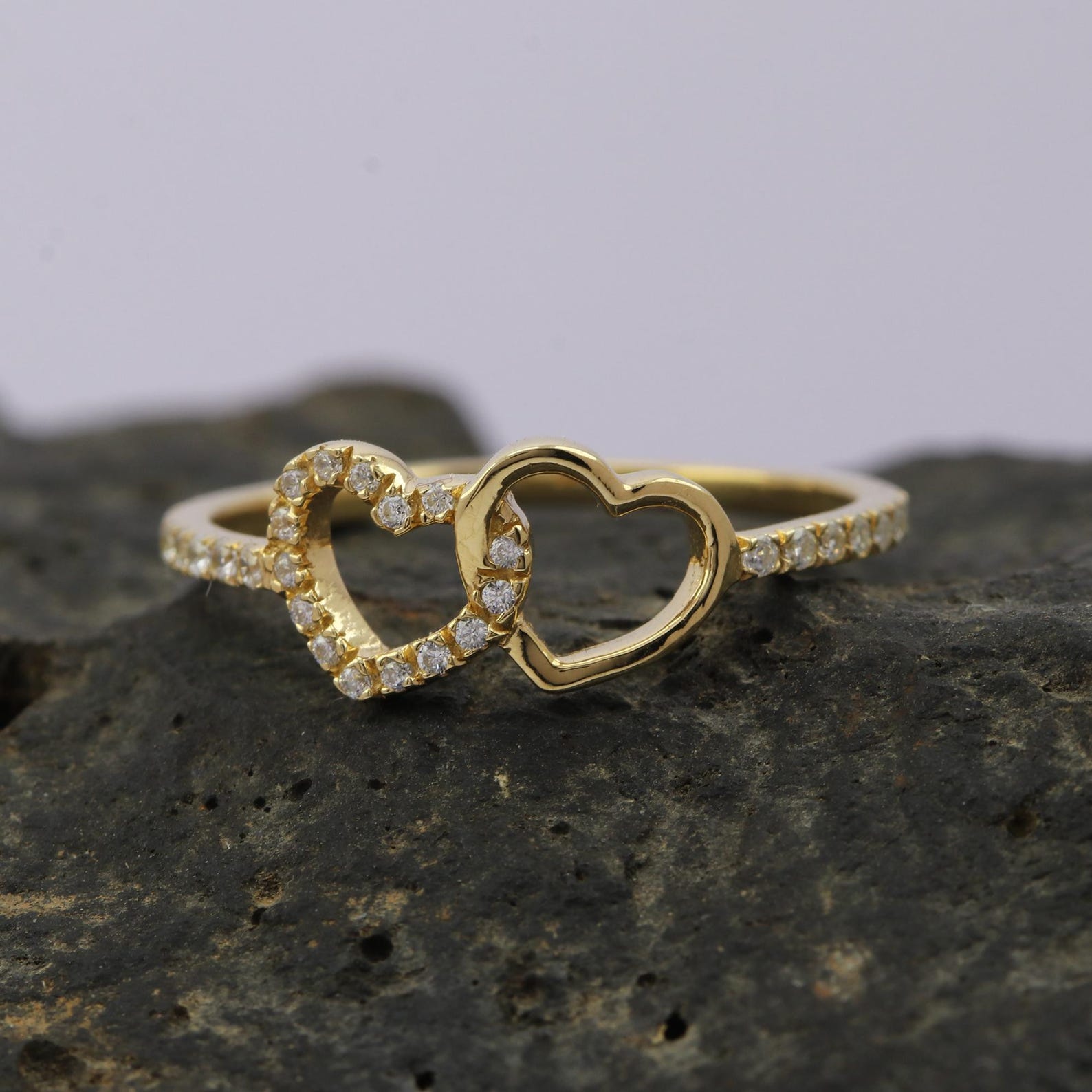 The Duora Ring - Interlocking Heart Diamond Ring