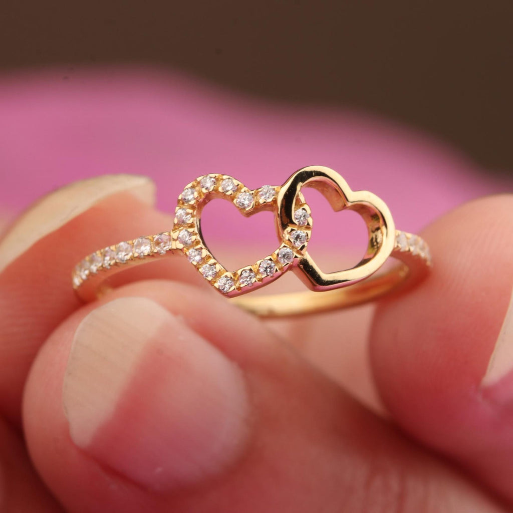 The Duora Ring - Interlocking Heart Diamond Ring