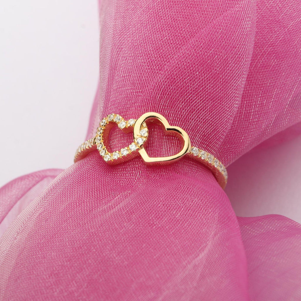The Duora Ring - Interlocking Heart Diamond Ring