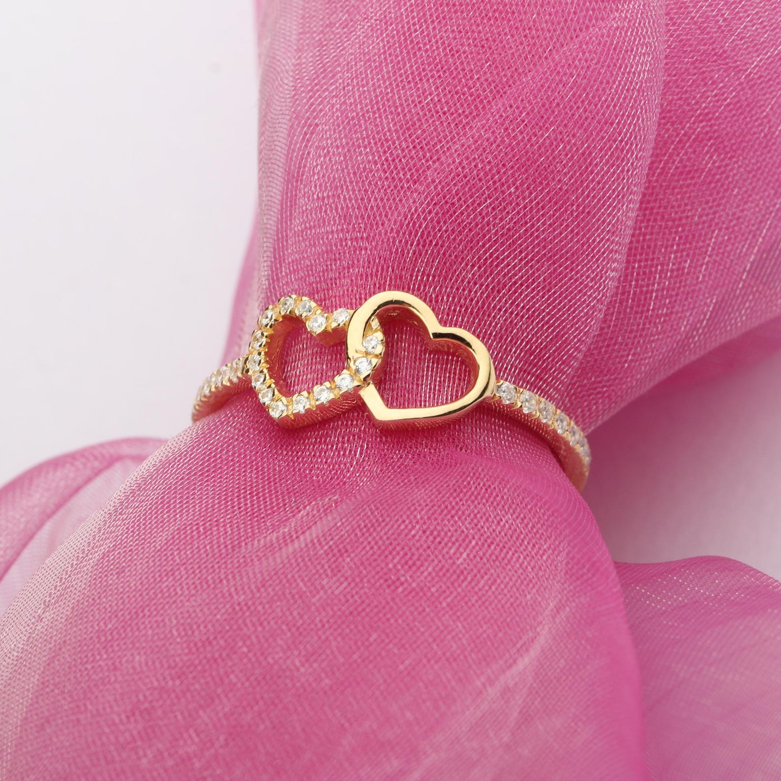 The Duora Ring - Interlocking Heart Diamond Ring