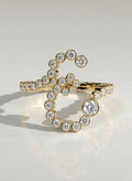 The E Initial Ring - Diamond Bezel Letter Ring