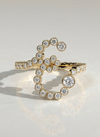 The E Initial Ring - Diamond Bezel Letter Ring