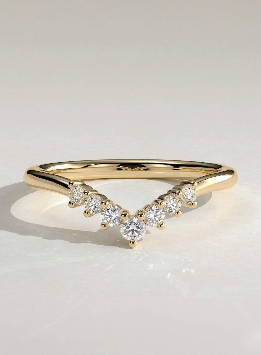 The Elin Ring - Round Diamond V Contour Ring