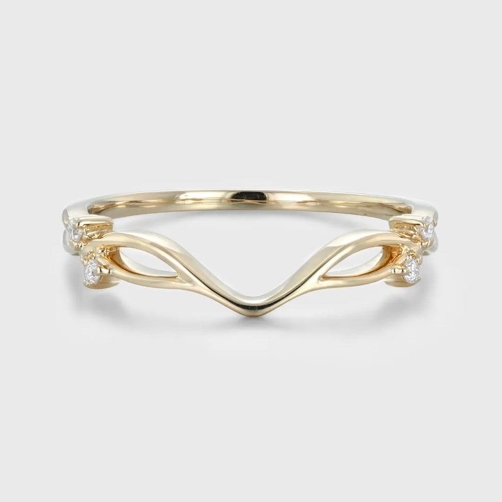 The Elira Ring - Diamond Accent Wave Contour Ring
